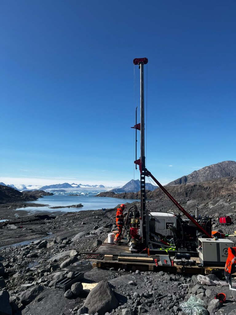 Drilling begins at the Skaergaard project in southeast Greenland. Photo courtesy of Greenland Mines Ltd.
